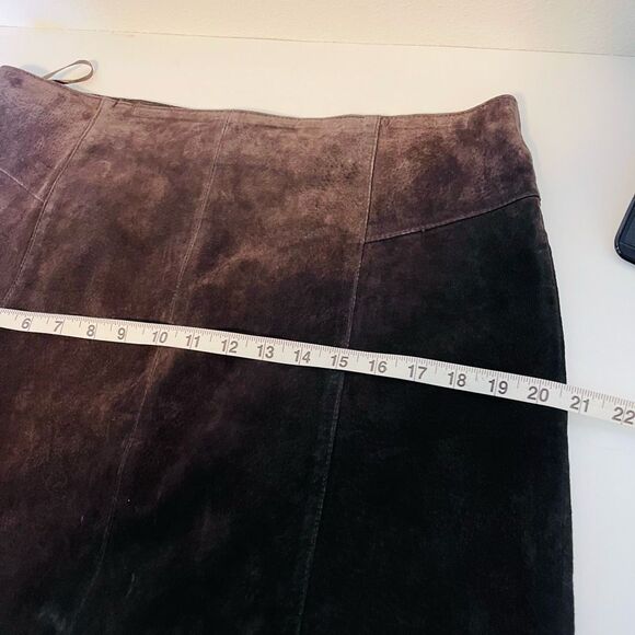 Vintage Peck & Peck Brown Suede Patchwork Skirt Size 12 - Picture 7 of 7